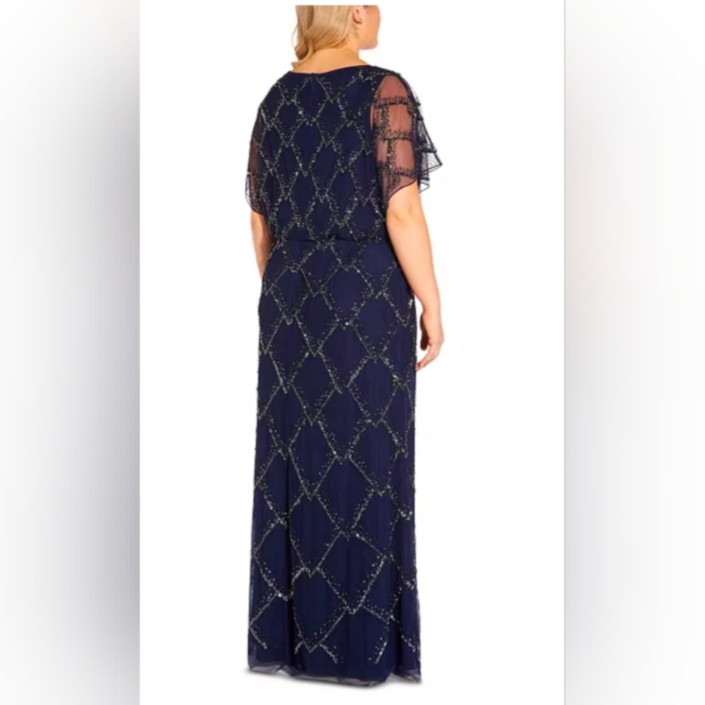 Adrianna Papell Blouson Beaded Gown - Picture 2 of 7